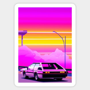 Glitched synthwave retro car Sticker